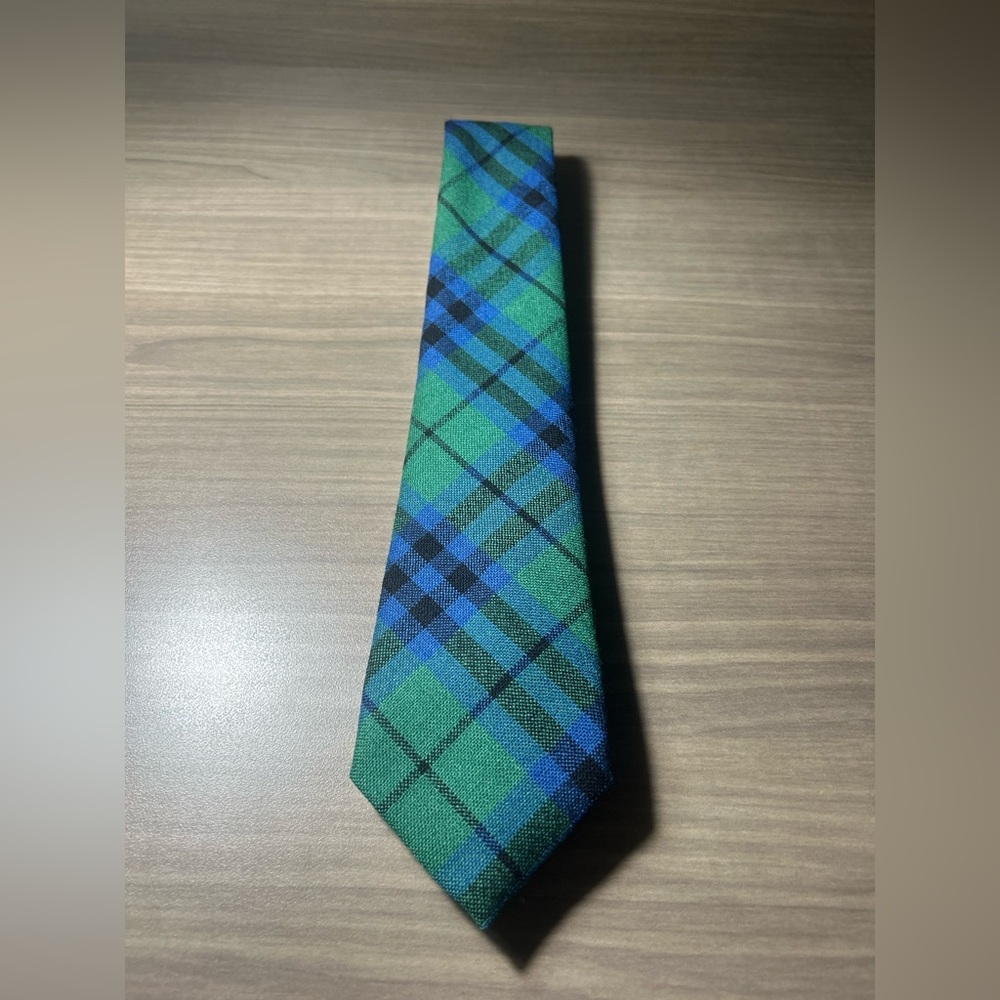 Marshall Green Blue Plaid Tie 100% New Wool Made in Scotland Scottish Vintage